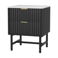 Thumbnail for Artiss Bedside Table 2 Drawers - Black