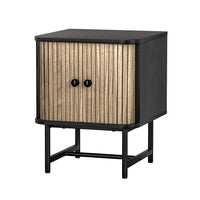 Thumbnail for Artiss Bedside Table Side End Table Slidng Doors Storage Nightstand Black BORIS