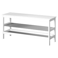 Thumbnail for Artiss Shoe Rack Cabinet Bamboo Bench 10 Paris White