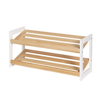 Thumbnail for Artiss Shoe Rack Wooden Storage 2 Tier Tilted Shelves Stand Organizer Kara