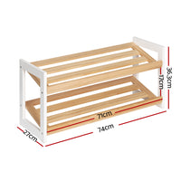 Thumbnail for Artiss Shoe Rack Wooden Storage 2 Tier Tilted Shelves Stand Organizer Kara