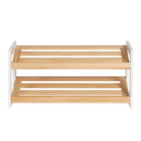Thumbnail for Artiss Shoe Rack Wooden Storage 2 Tier Tilted Shelves Stand Organizer Kara