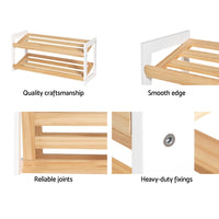 Thumbnail for Artiss Shoe Rack Wooden Storage 2 Tier Tilted Shelves Stand Organizer Kara