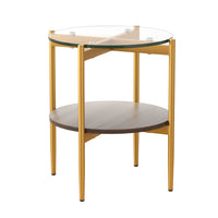 Thumbnail for Artiss Coffee Table 45CM Round Tempered Glass Carol