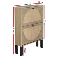 Thumbnail for Artiss Shoe Cabinet 2 Drawers Rattan 6 Pairs
