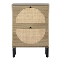 Thumbnail for Artiss Shoe Cabinet 2 Drawers Rattan 6 Pairs