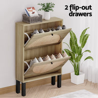 Thumbnail for Artiss Shoe Cabinet 2 Drawers Rattan 6 Pairs