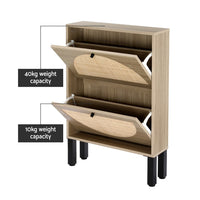 Thumbnail for Artiss Shoe Cabinet 2 Drawers Rattan 6 Pairs