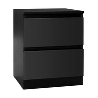 Thumbnail for Artiss Bedside Table 2 Drawers - PEPE Black