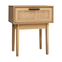 Thumbnail for Artiss Bedside Tables Table 1 Drawer Storage Cabinet Rattan Wood Nightstand