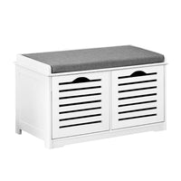 Thumbnail for Artiss Fabric Shoe Bench with Drawers - White & Grey