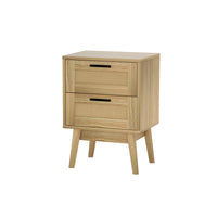 Thumbnail for Artiss Rattan Bedside Table 2 Drawers Wood - RIE Oak