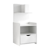 Thumbnail for Artiss Bedside Table 1 Drawer with Shelves - EVERMORE White