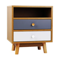 Thumbnail for Artiss Bedside Table 2 Drawers with Shelf - BERTHA Oak