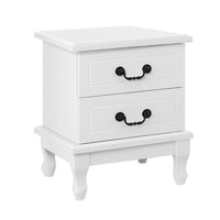 Thumbnail for Artiss Bedside Table 2 Drawers - KUBI White