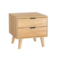 Thumbnail for Artiss Bedside Table 2 Drawers - Pine