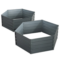 Thumbnail for Greenfingers 2x Garden Bed 130x130x46cm Planter Box Raised Container Galvanised