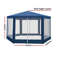 Thumbnail for Instahut Gazebo?2x2m Marquee Wedding Party Tent Outdoor Camping Mesh Wall Canopy Shade Gazebos Navy