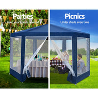 Thumbnail for Instahut Gazebo?2x2m Marquee Wedding Party Tent Outdoor Camping Mesh Wall Canopy Shade Gazebos Navy