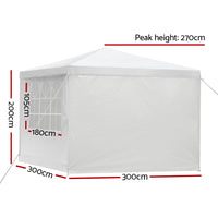 Thumbnail for Instahut Gazebo 3x3m Marquee Wedding Party Tent Outdoor Camping Side Wall Canopy Window Panel White