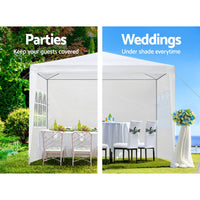 Thumbnail for Instahut Gazebo 3x3m Marquee Wedding Party Tent Outdoor Camping Side Wall Canopy Window Panel White