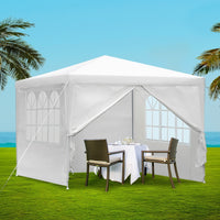 Thumbnail for Instahut Gazebo 3x3m Marquee Wedding Party Tent Outdoor Camping Side Wall Canopy Window Panel White