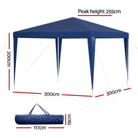 Thumbnail for Instahut Gazebo 3x3m Wedding Party Marquee Tent Outdoor Event Camping Canopy Shade