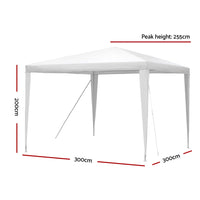 Thumbnail for Instahut Gazebo 3x3m Wedding Party Marquee Tent Outdoor Event Camping Canopy Shade White