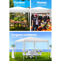 Thumbnail for Instahut Gazebo 3x3m Wedding Party Marquee Tent Outdoor Event Camping Canopy Shade White