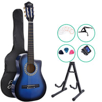 Thumbnail for Alpha 34 Inch Classical Guitar Wooden Body Nylon String w/ Stand Beignner Blue