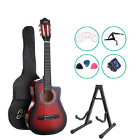 Thumbnail for Alpha 34 Inch Classical Guitar Wooden Body Nylon String w/ Stand Beignner Red