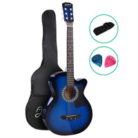 Thumbnail for Alpha 38 Inch Acoustic Guitar Wooden Body Steel String Full Size Cutaway Blue