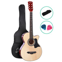 Thumbnail for Alpha 38 Inch Acoustic Guitar Wooden Body Steel String Full Size Cutaway Wood