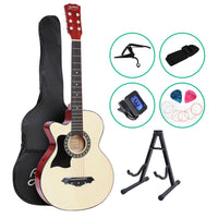 Thumbnail for Alpha 38 Inch Acoustic Guitar Wooden Body Steel String w/ Stand Left Handed