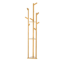 Thumbnail for Artiss Clothes Rack Coat Stand 165cm 9 Hooks Tree Shelf Bamboo