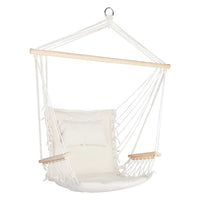 Thumbnail for Gardeon Hammock Chair Hanging with Armrest Camping Hammocks Cream