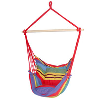 Thumbnail for Gardeon Hammock Chair Outdoor Camping Hanging Hammocks Cushion Pillow Rainbow