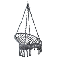 Thumbnail for Gardeon Hammock Chair Outdoor Hanging Macrame Cotton Indoor Grey