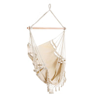 Thumbnail for Gardeon Hanging Hammock Chair Outdoor Swing Hammocks Tassel Cream