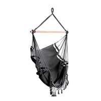 Thumbnail for Gardeon Hanging Hammock Chair Outdoor Swing Hammocks Tassel Grey