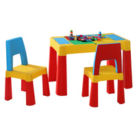 Thumbnail for Keezi 3PCS Kids Table and Chairs Set Activity Toys Storage Box Desk Blocks