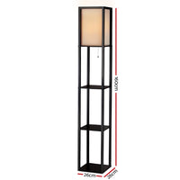 Thumbnail for Artiss Floor Lamp 3 Tier Shelf Shelf Storage LED Light Stand Home Room Vintage Black