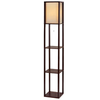 Thumbnail for Artiss Floor Lamp 3 Tier Shelf Storage LED Light Stand Home Room Vintage Brown