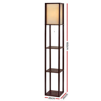 Thumbnail for Artiss Floor Lamp 3 Tier Shelf Storage LED Light Stand Home Room Vintage Brown