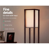 Thumbnail for Artiss Floor Lamp 3 Tier Shelf Storage LED Light Stand Home Room Vintage Brown