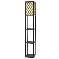 Thumbnail for Artiss Floor Lamp 3 Tier Shelf Storage LED Light Stand Home Room Pattern Black