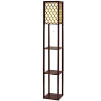 Thumbnail for Artiss Floor Lamp 3 Tier Shelf Storage LED Light Stand Home Room Pattern Brown