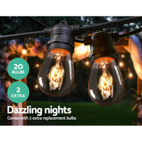 Thumbnail for 20m LED Festoon String Lights Outdoor Christmas Wedding Waterproof Garden Decor