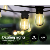 Thumbnail for 17m Solar Festoon Lights Outdoor LED String Light Christmas Party Garden Decor