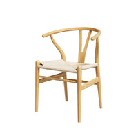 Thumbnail for Artiss Dining Chair Wooden Rattan Seat Wishbone Back